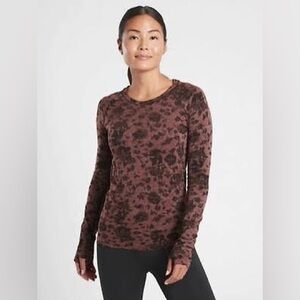 Athleta Momentum seamless top, brown floral, XS